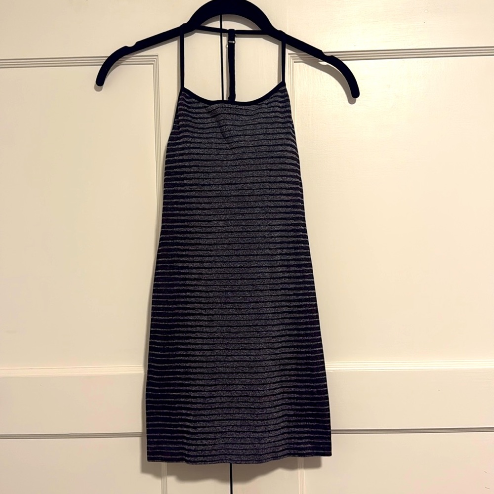 Fabletics Black & Charcoal Striped Tank Dress
